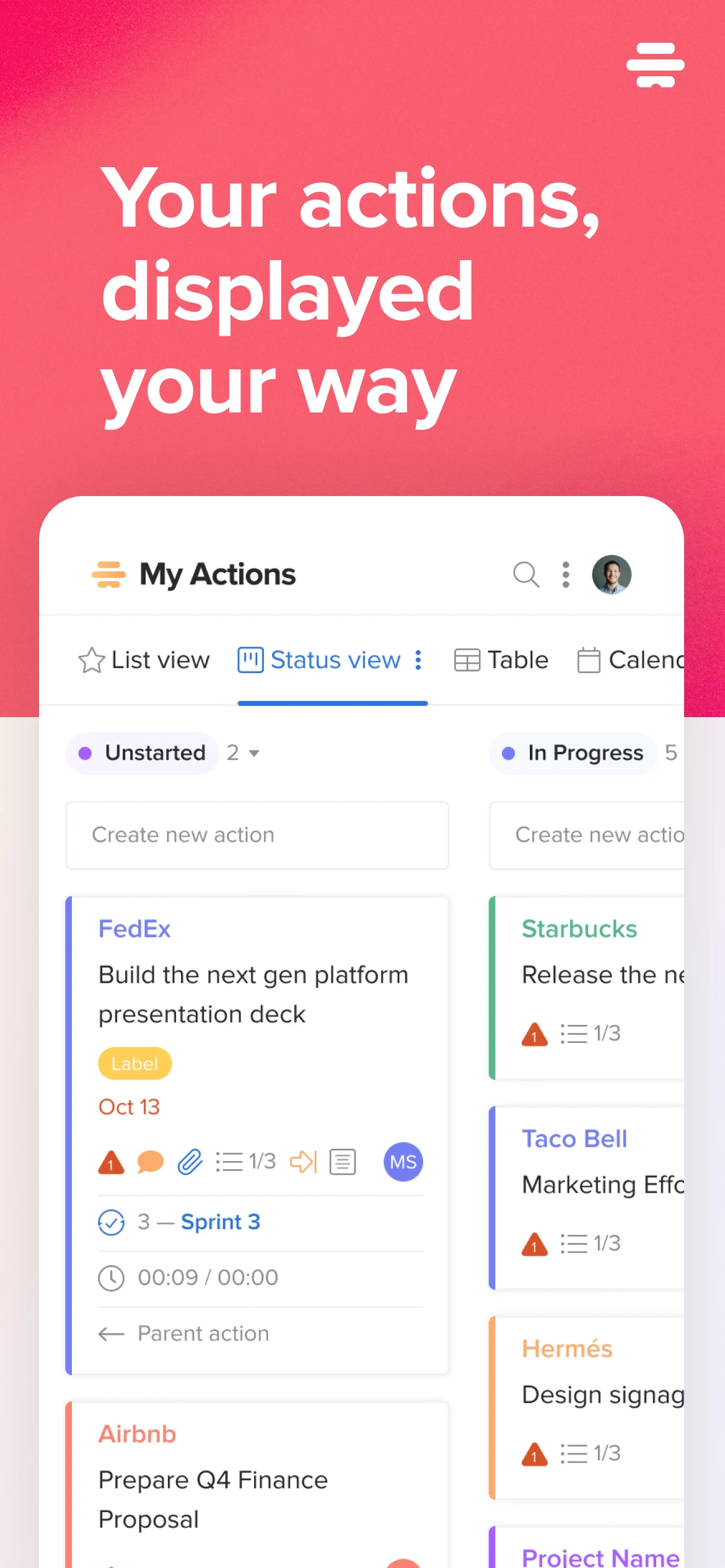 Hive: Manage projects screenshot